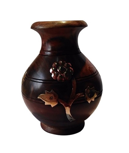 Polishing Desi Karigar Wooden Decorative Flower Pot