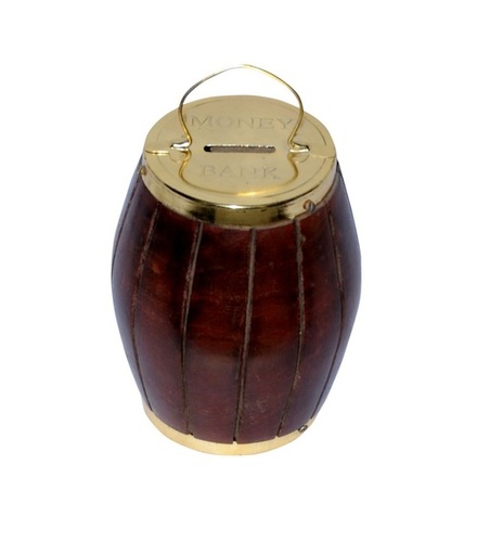 Desi Karigar Brown Wooden Money Bank