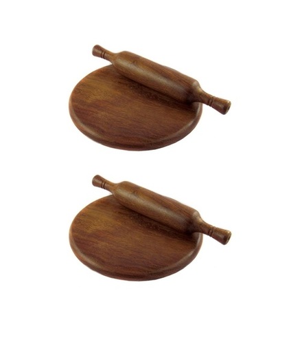 Desi Karigar Wooden Brown Colour Chakla Belan Set of 2