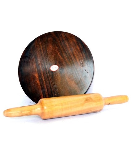 Desi Karigar Brown Wooden Chakla Belan