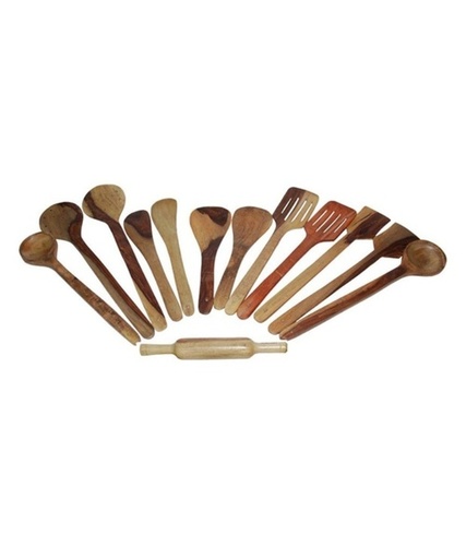 Desi Karigar Wooden Spoon Set of 13 Pcs/Wooden Spatula, Ladle & Kitchen Tool Set