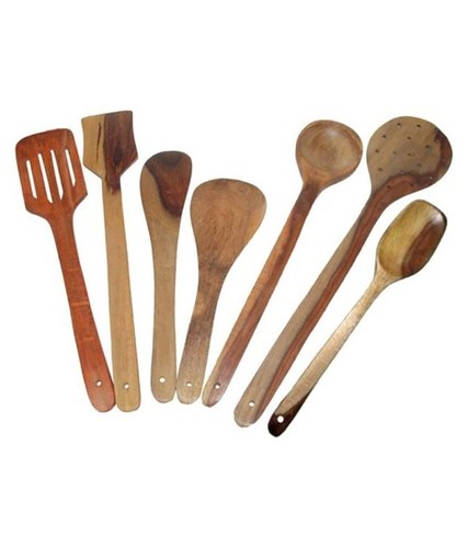 Desi Karigar Wooden Spoon Set of 7 Pcs/Wooden Spatula & Ladle Set