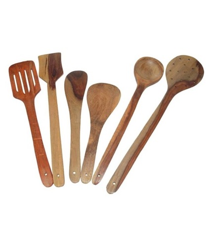 Desi Karigar Wooden Spoon Set of 6 Pcs/Wooden Spatula & Ladle Set