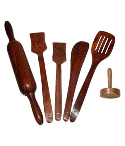 Desi Karigar Brown Wooden Kitchen Tool - Pack of 6