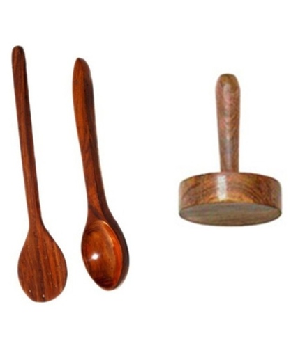 Desi Karigar Brown Wooden Skimmer - 3 Pieces