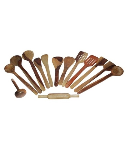 Desi Karigar Wooden Spoon Set of 14 Pcs/Wooden Spatula, Ladle & Kitchen Tool Set