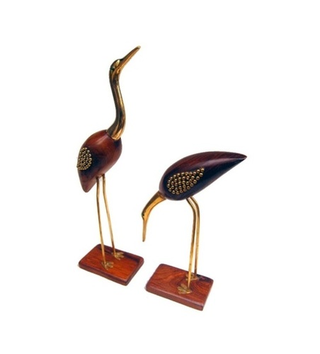 Desi Karigar Beauty Wooden Carved Crane Set of 2