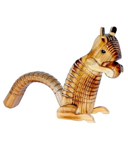 Desi Karigar Brown Wooden Squirrel Toy