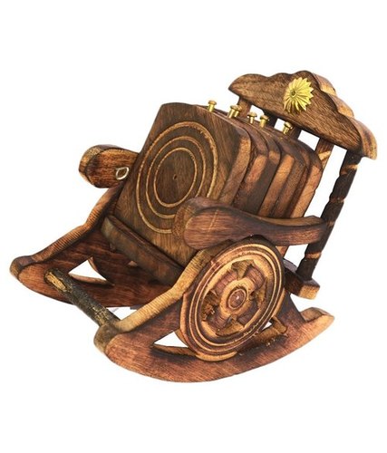 Desi Karigar Antique Rocking Chair Tea Coaster Of Wooden