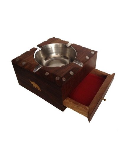Desi Karigar Wooden Ashtray With Drawer