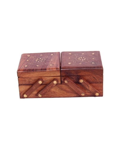 Wood Desi Karigar Brown Beautifully Handcrafted Sliding Wooden Decorative Jewellery Storage Box