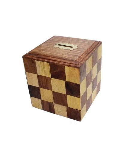 Desi Karigar Brown Wooden Money Bank