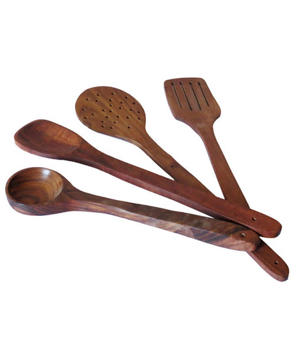 Desi Karigar Brown Wooden Spoon - Set Of 4