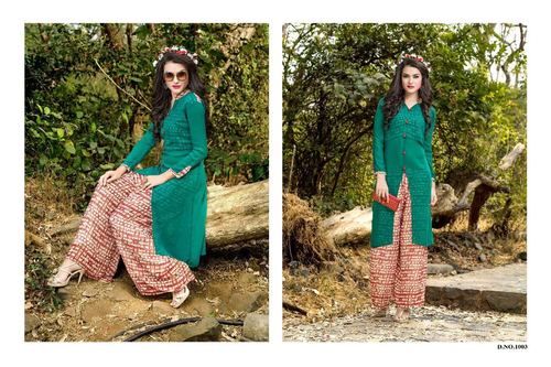 Green And Red Fancy Kurti