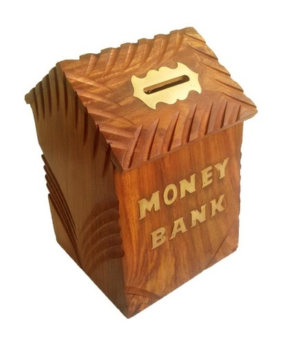 Desi Karigar Handicrafts Brown Wooden Money Bank For Kids
