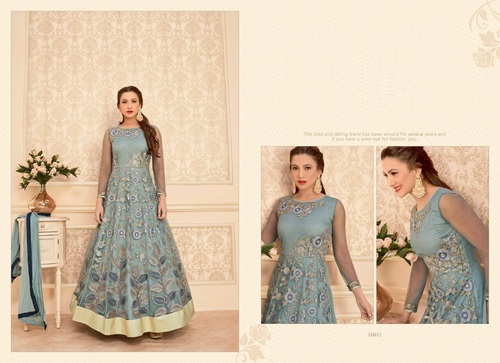 Grey Buy Beautiful Anarkali Suit Online