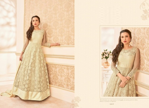 Cream Buy Designer Fully Work Anarkali Suit Online