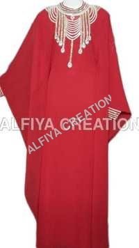 Full Sleeves Fancy Kaftan - Georgette Fabric, 1524 mm Length | Gold Stone Work, Free Size with Inner Lining, Washable and Plus Size