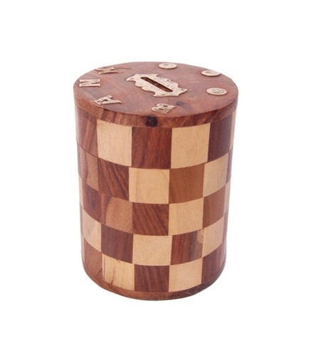 Desi Karigar Handicrafts Brown Wooden Money Bank For Kids