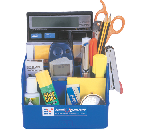 Desk Organizer - Opaque Material Blue Color | 5 Sections for Pens Pads Scissors Glue Sticks CDs; Neat & Suave Design Convenient Compartments