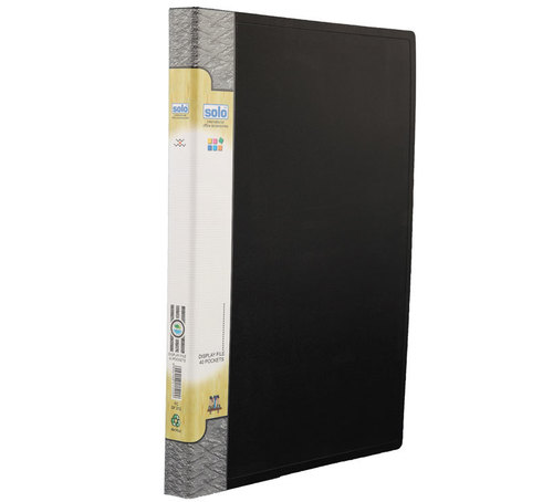 Display File - Non-Stick Embossed Polypropylene F/C Size Black | 40 Durable Clear View Pockets Antistatic Agents for Convenient Document Insertion