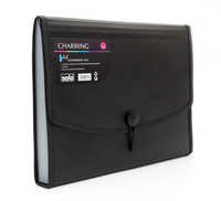 Expanding File - Black, A4 Size | 13 Pockets With 12 Color-coded Tabs, Expandable Insertable Index Tabs, Elastic Closure For Document Organization
