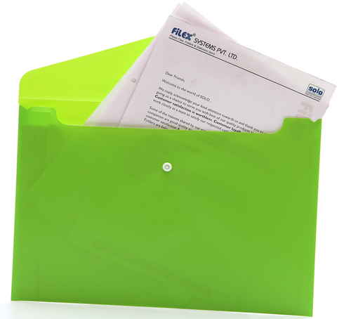 My Clear Bag (Button Closer, Opaque) - Plastic F/C Size, Green | Button Closure, Holds 150 Sheets, Fits 10X12 Matrix Printouts