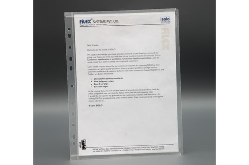 Document File Bag - A4 Size Transparent White | Side Loading Velcro Closure Holds Up to 15 Sheets Pre-Punched for Universal Filing