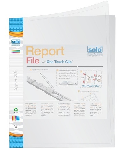 Report File - A4 Size Transparent White | One-Touch Clip for Quick Access Vibrant Colors Easy Paper Regrouping & Full Document View