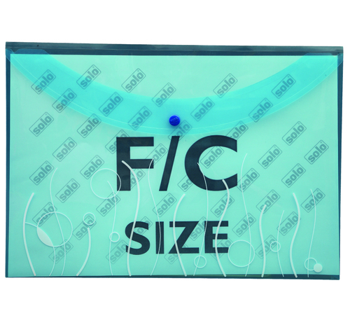 My Clear Bag (Button Closer) - Plastic F/C Size, Transparent Blue | Button Closure, Legal Document Storage, Holds 150 Sheets