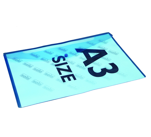 My Clear Bag (Button Closer) - Plastic Polymer A3 Transparent Blue, Non-Stick Surface, Button Closure