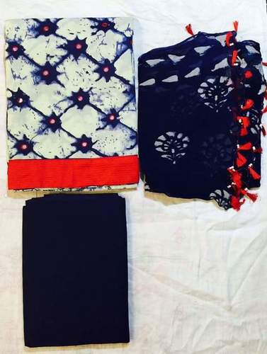 RP Boutique Salwar Suit - Cotton & Cambric Cotton, Customized Size in White & Blue | Features Heavy Chiffon Dupatta, Anti-UV, Quick Dry, No Fade, Non-Toxic