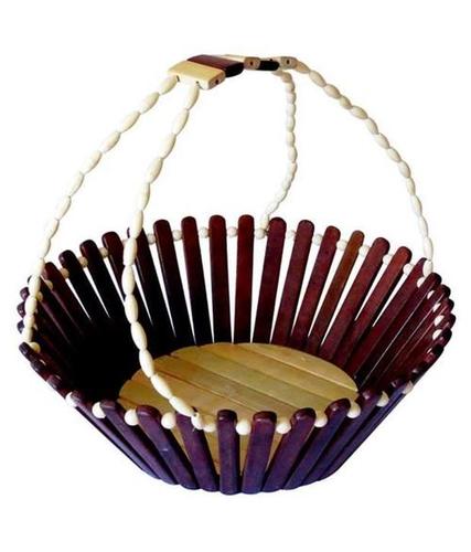 Desi Karigar Brown Wooden Antique Decor Basket Useful And Decor