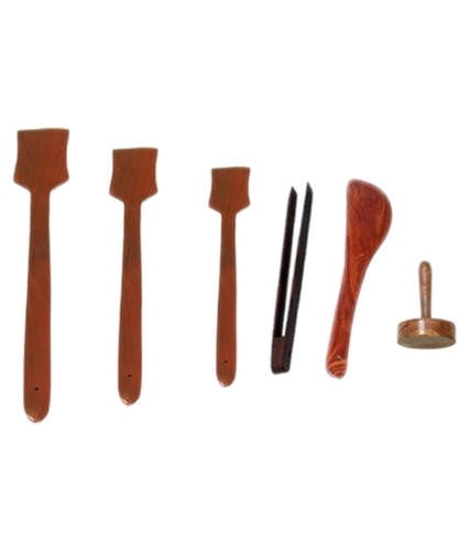 Desi Karigar Brown Wooden Skimmer - 6 Pieces