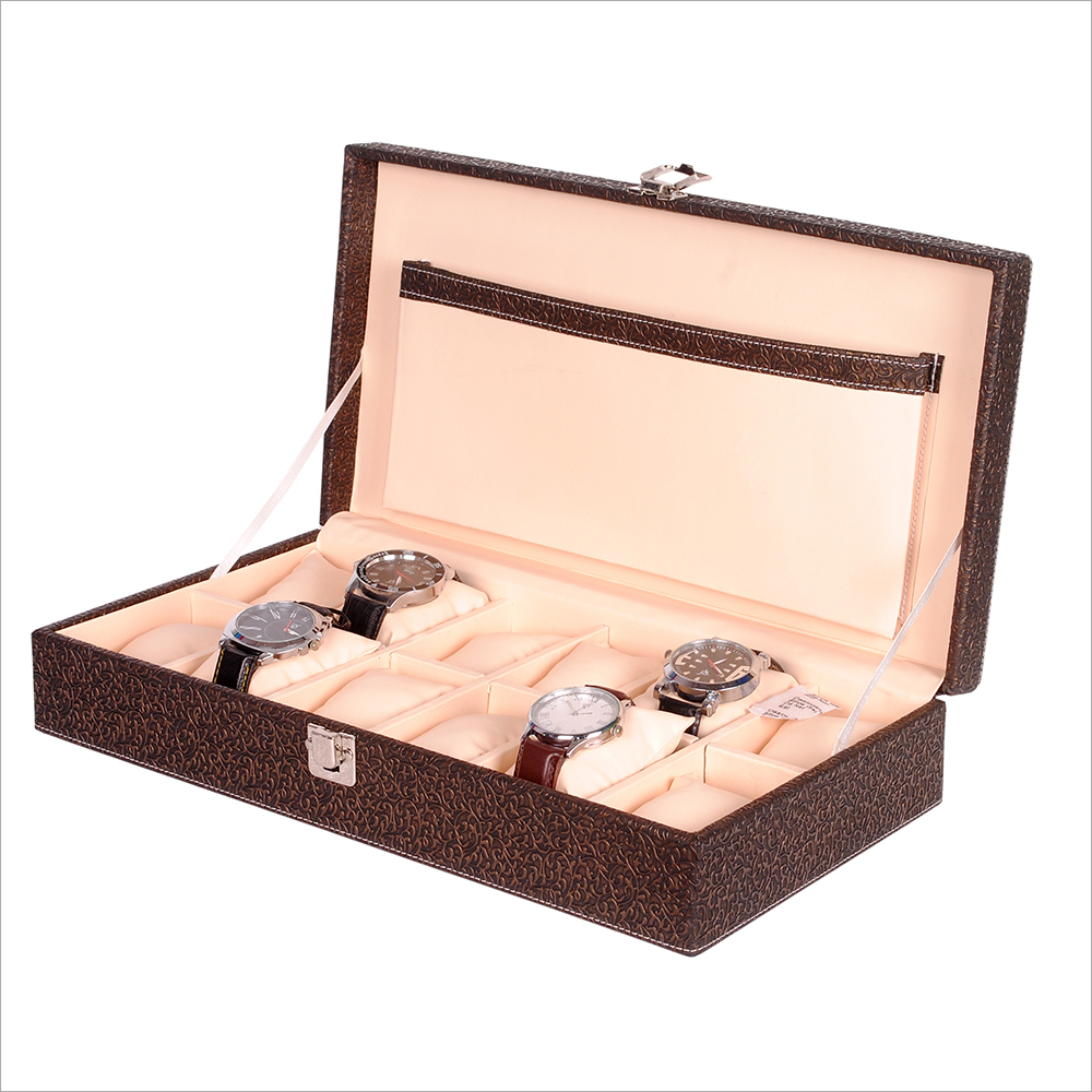 Fico Golden-Brown Watch Box for 12 watches