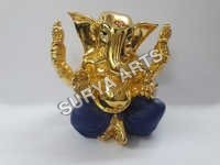 Gold Plated Resin Lord Ganesha Statue - Color: Blue