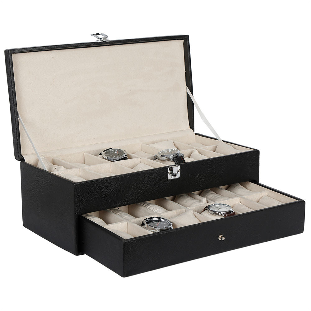 Cases Hard Craft Black Watch Boxes For 24 Watche