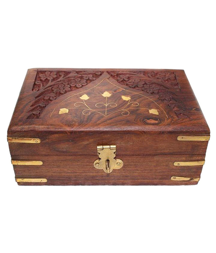 Desi Karigar Brown Wooden Jewellery Box