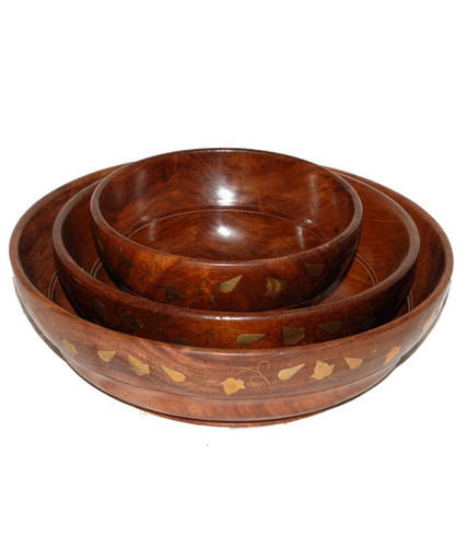 Desi Karigar Handicrafts Brown Wood Bowl Set Of 3
