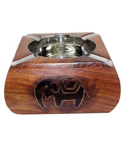 Desi Karigar Brown Wooden Ash Tray