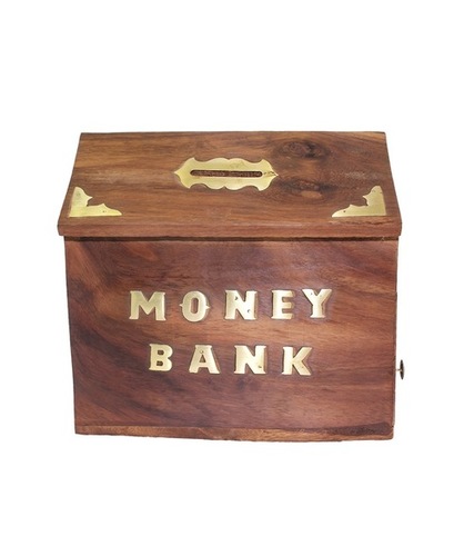 Desi Karigar Brown Wooden Hut Money Bank