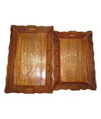Desi Karigar Brown Wood Designer Tray