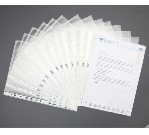Sheet Protector - A4 Size | 11-Punch Holes Clear-View Transparent Pockets Air-Trapping Embossed Surface Anti-Static Non-Stick Feature