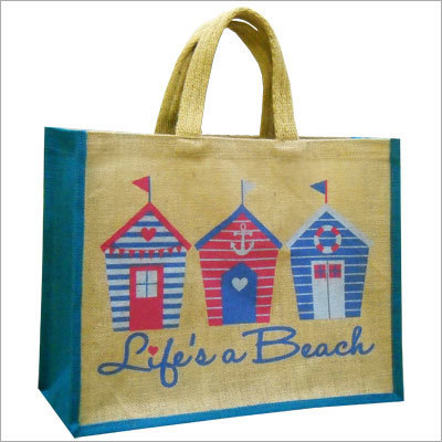 Green & Light Brown Jute Bag