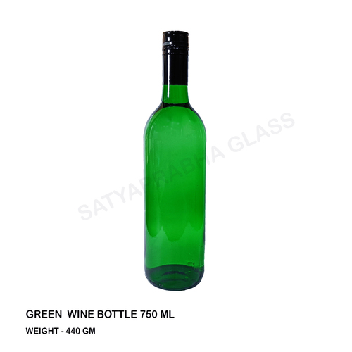 750 Ml Green Wine Bottle - Diameter: 74.65 Millimeter (Mm)