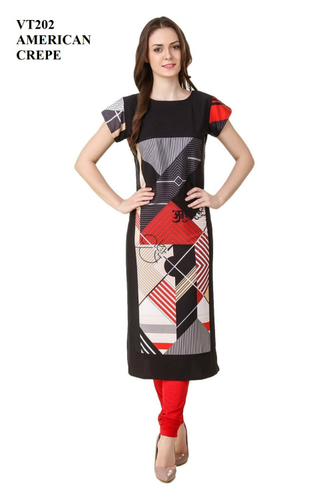 Washable Fancy Digital Printed Crepe Kurti