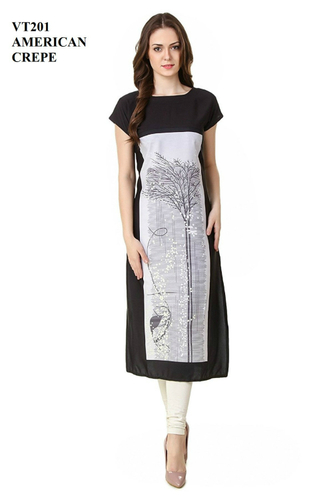 Washable Fancy Digital Printed Crepe Kurti