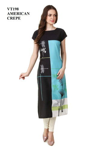 Washable Fancy Digital Printed Crepe Kurti