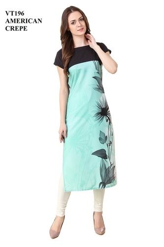 Washable Fancy Digital Printed Crepe Kurti