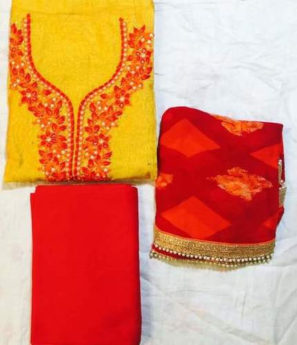 Yellow & Red Rp Boutique Suit Salwar Fabric